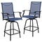 Flash Furniture Patio Bar Height Stools Set of 2, All-Weather Textilene Swivel Patio Stools and Deck Chairs with High Back & Armrests in Navy